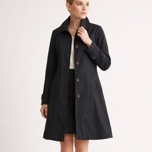 Cole Haan Black Cotton Blend Trench Coat XS Tailored Lightweight Jacket